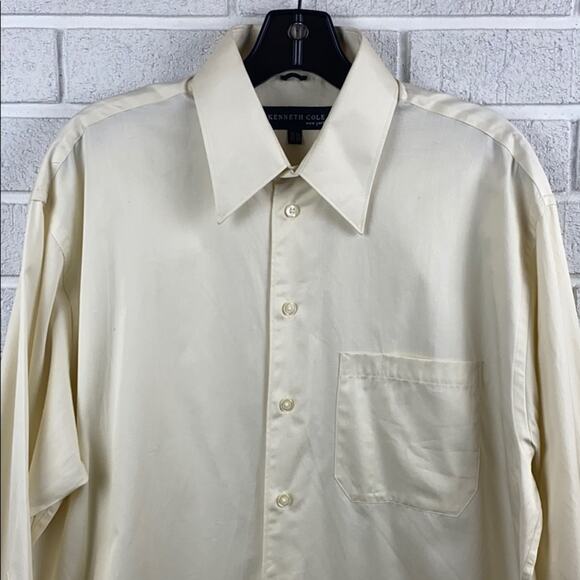 Kenneth Cole Men's Yellow Long Sleeve Button Down Dress Shirt Medium - Picture 2 of 8